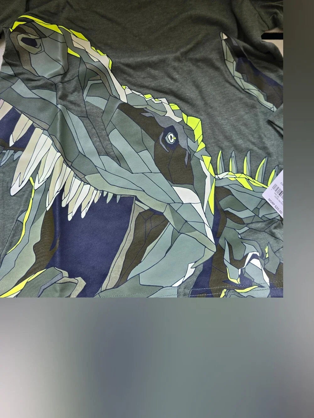 Carter's Green Long Sleeve Tee with Geometric Dinosaur Graphic